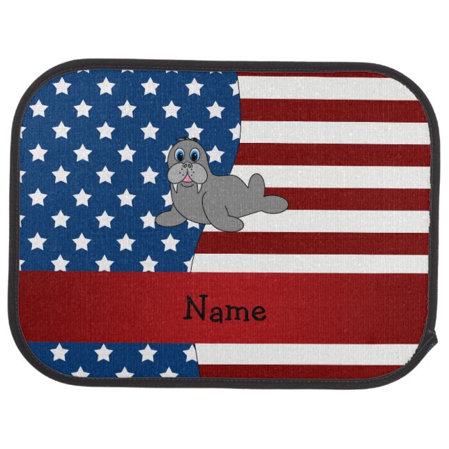 Personalisierter Name Patriotic walrus Automatte (Rückseite)