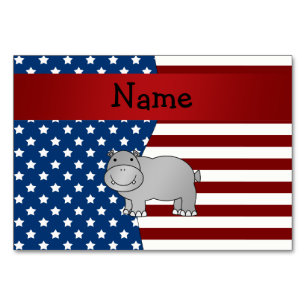 Personalisierter Name Patriotisches Hippo Tischnummer