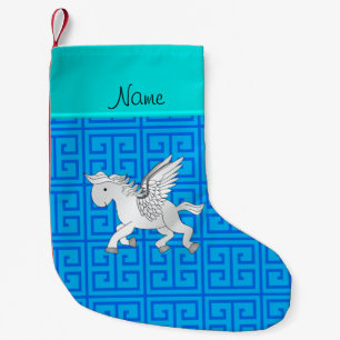 Personalisierter Name Pegasus blauer griechischer Kleiner Weihnachtsstrumpf