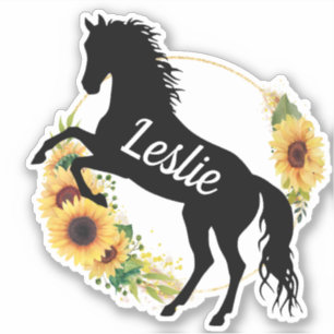 Personalisierter Name Pferd Silhouette Reittiere Aufkleber