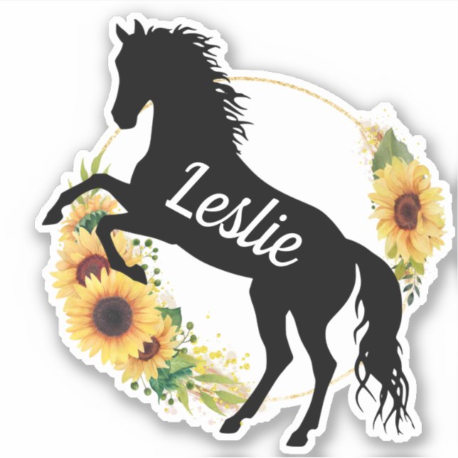 Personalisierter Name Pferd Silhouette Reittiere Aufkleber (Vorderseite)