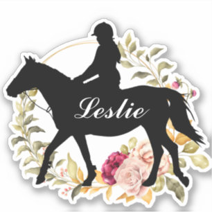 Personalisierter Name Pferd Silhouette Reittiere Aufkleber