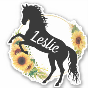 Personalisierter Name Pferd Silhouette Reittiere Aufkleber