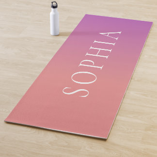 Personalisierter Name Pfirsich Lila Ombre Yogamatte