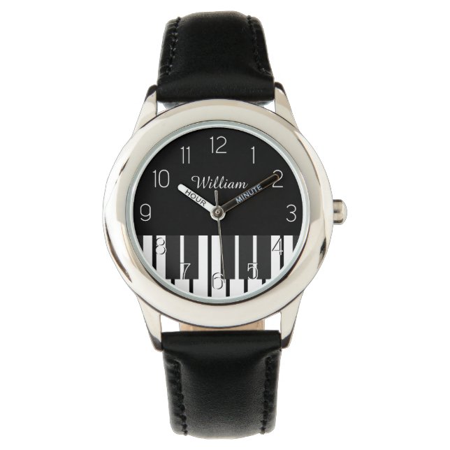 Personalisierter Name Piano Keyboard Musician Armbanduhr (Vorderseite)