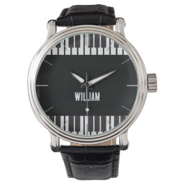 Personalisierter Name Piano Keyboard Musician Armbanduhr
