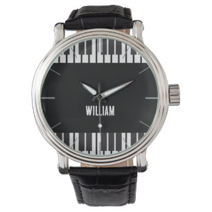 Personalisierter Name Piano Keyboard Musician Armbanduhr