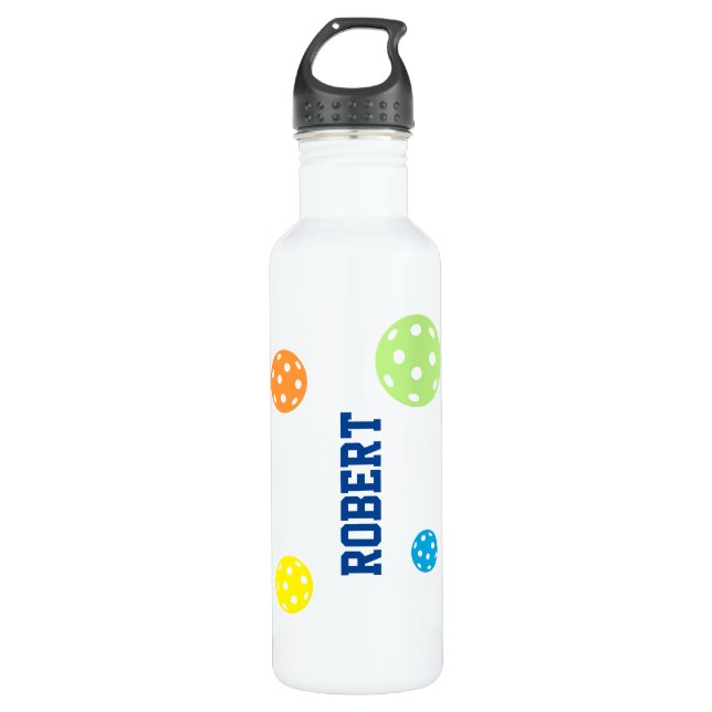 Personalisierter Name Pickleball Colorful Edelstahlflasche (Vorderseite)