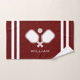 Personalisierter Name Pickleball Dunkle rote Strei Handtuch