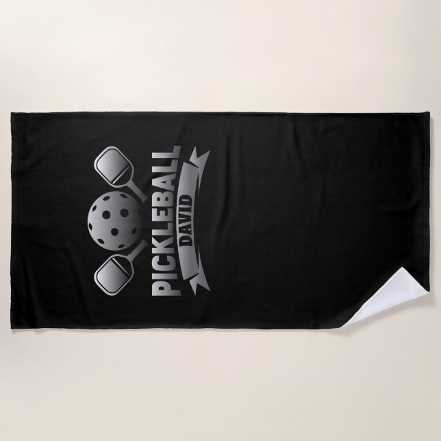 Personalisierter Name Pickleball Strandtuch (Vorderseite)