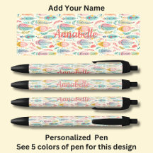 Personalisierter Name, Pink Aqua Boho Feathers