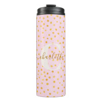 Personalisierter Name Pink Gold Confetti Polka Dot