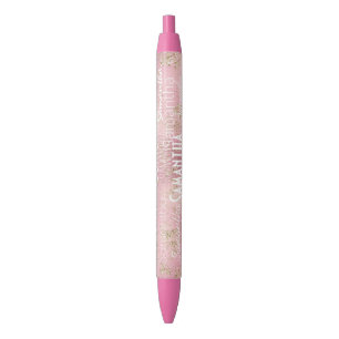 Personalisierter Name Pink Gold Glitzer Kugelschreiber