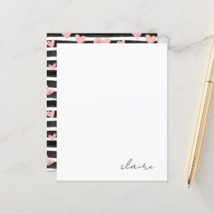 Personalisierter Name Pink Hearts Papier