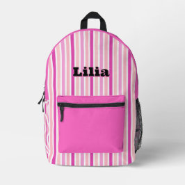 Personalisierter Name PINK LINE STREIFEN Bedruckter Rucksack