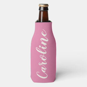 Personalisierter Name Pink Script Junggesellinnena Flaschenkühler