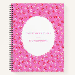 Personalisierter Name Pinke Rote Weihnachtsrezepte Notizbuch