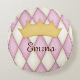 Personalisierter Name Prinzessin Pinker Diamant Ch Rundes Kissen