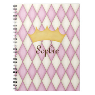 Personalisierter Name Prinzessin Rosa Diamant Karo Notizblock