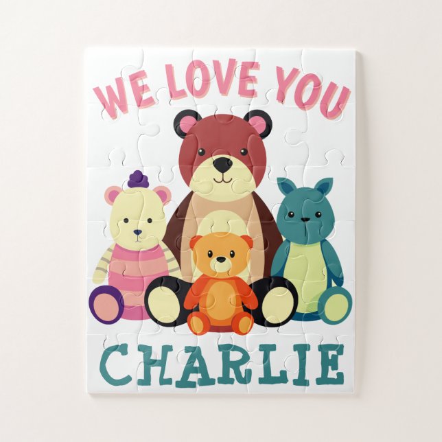 Personalisierter Name Puzzle mit Tieren (Vertikal)