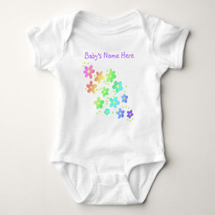 Personalisierter Name Rainbow Blume Baby Bodysuit Strampler