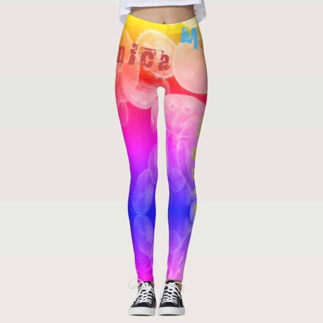 Personalisierter Name Rainbow Jellyfish Leggings (Vorderseite)