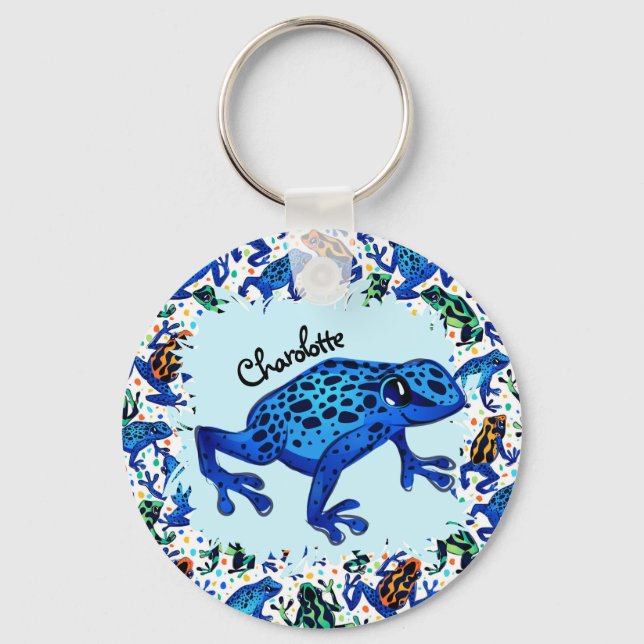 Personalisierter Name Rainforest Frosch Schlüssela Schlüsselanhänger (Vorderseite)
