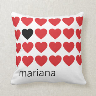 Personalisierter Name Red Black Hearts Valentinsta Kissen
