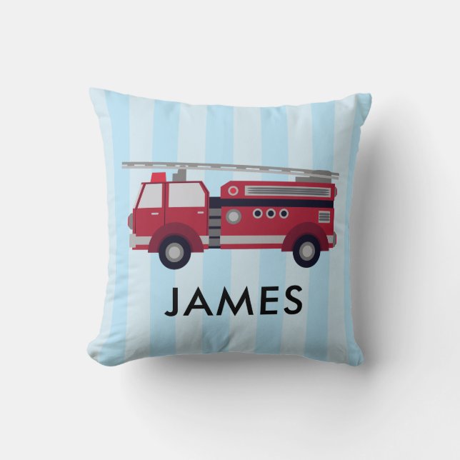 Personalisierter Name Red Fire LKW Kissen (Vorderseite)
