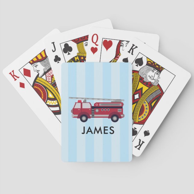 Personalisierter Name Red Fire LKW Spielkarten (Rückseite)