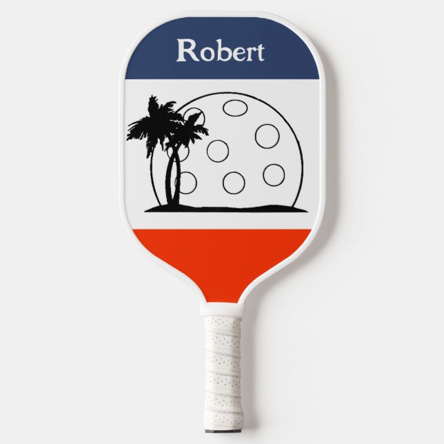 Personalisierter Name Red White Navy Blue Pickleball Schläger (Vorderseite)