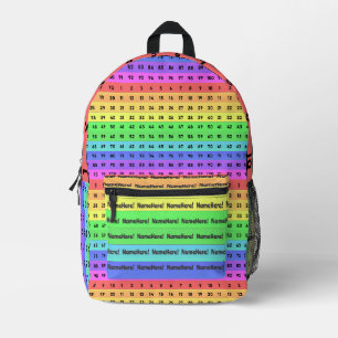Personalisierter Name Regenbogen 100 Zahlen Diagra Bedruckter Rucksack