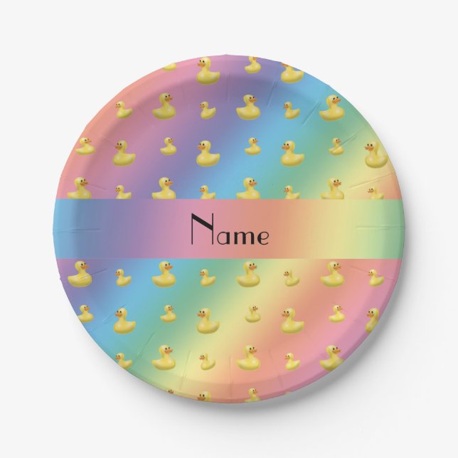 Personalisierter Name Regenbogengummimuster Pappteller (Vorderseite)
