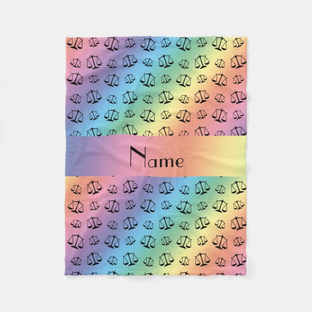 Personalisierter Name Regenbogenjustizskala Fleecedecke (Vorderseite)