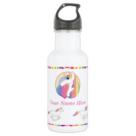 Personalisierter Name - RegenbogenUnicorn Edelstahlflasche