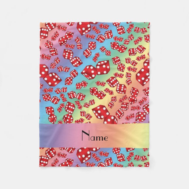 Personalisierter Name Regenbogenwürfelmuster Fleecedecke (Vorderseite)