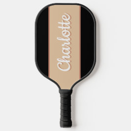 Personalisierter Name Retro Beige Schwarz Pickleball Schläger