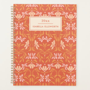 Personalisierter Name Retro Orange Botanik Planer