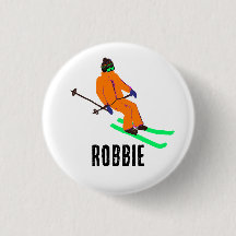 Personalisierter Name Retro Orange Skier Skifahren