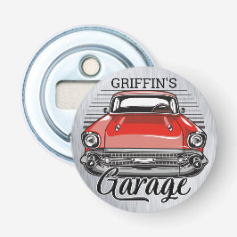 Personalisierter NAME Retro Red Classic Garage Flaschenöffner