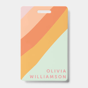 Personalisierter Name Retro-Streifen Pastell-Mint- Ausweis