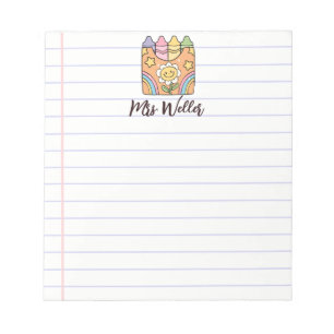Personalisierter Name Retro Vintage Schul Lehrer Notizblock