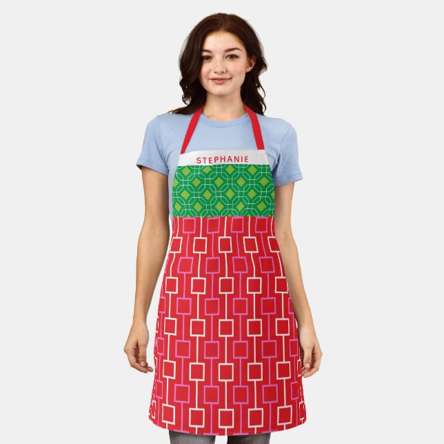 Personalisierter Name Retro Weihnachtsgebäck Schürze (Getragen)