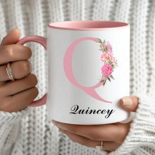 Personalisierter Name Rosa Blumen-Tasse Weihnachts Tasse
