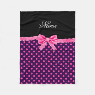 Personalisierter Name Rosa Bug lila rosa Punkte Fleecedecke
