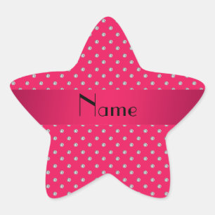 Personalisierter Name Rosa Diamanten Stern-Aufkleber