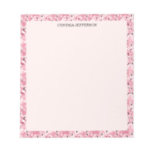 Personalisierter Name Rosa Flamingo Tropisches Mus Notizblock
