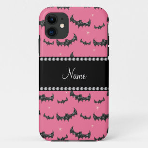 Personalisierter Name Rosa Glitzer Fledermäuse iPhone 11 Hülle