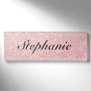 Personalisierter Name Rosa Glitzer Sparkasse Stil Namenschild