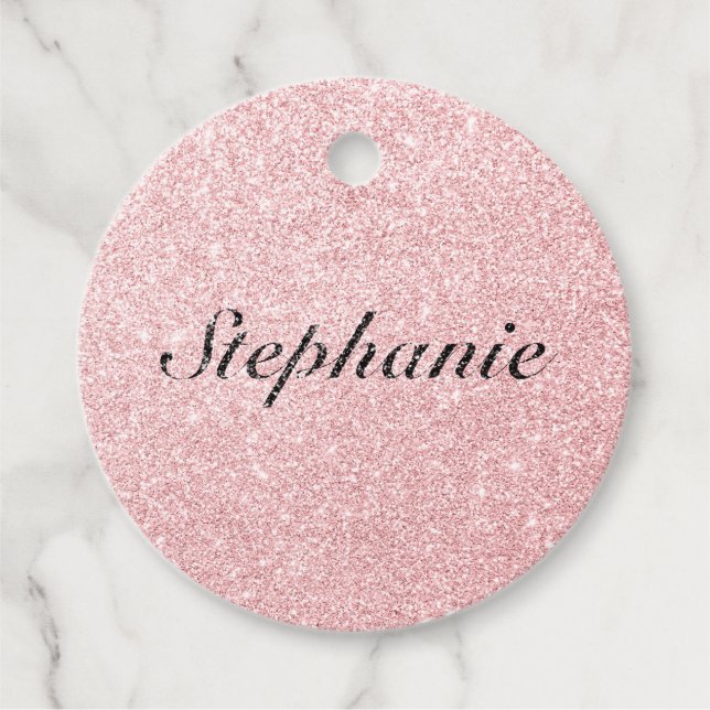Personalisierter Name Rosa Glitzer Sparkline Stil Geschenkanhänger (Vorderseite)